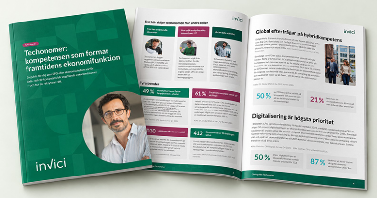 Uppslag från Invicis guide om hur du rekryterar en techonom till ditt ekonomiteam.